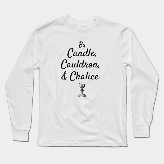 Wicca Gift Pagan Pentacle Candle Cauldron Chalice Witchy Fashion Long Sleeve T-Shirt by InnerMagic